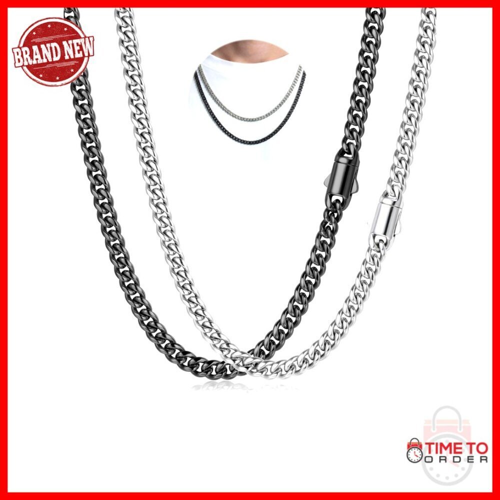 Mens Stainless Steel Cuban Link Chain Necklace 5mm 18-26 Inch